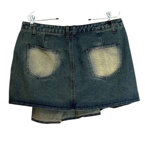 Pretty Little Things Women's Asymmetric Micro Mini Skirt Indigo Vintage Size 10 - Picture 4 of 7